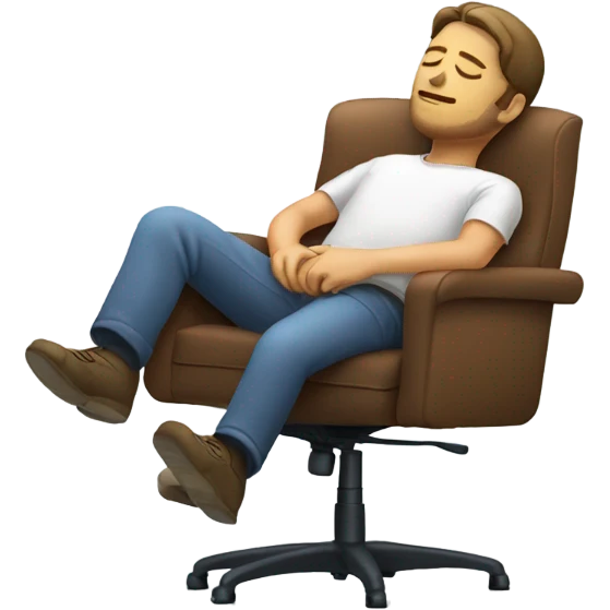 Guy sleeping in office chair with head back emoji
