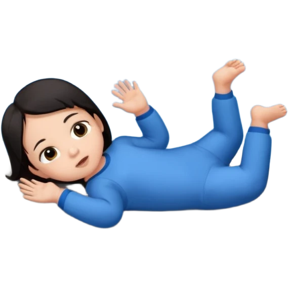 baby dark hair lying on ground by a river emoji