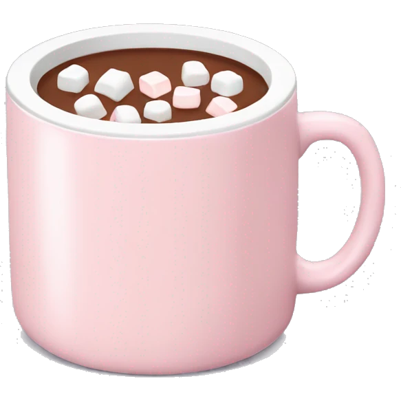 Light Pink mug of hot chocolate with marshmallows  emoji
