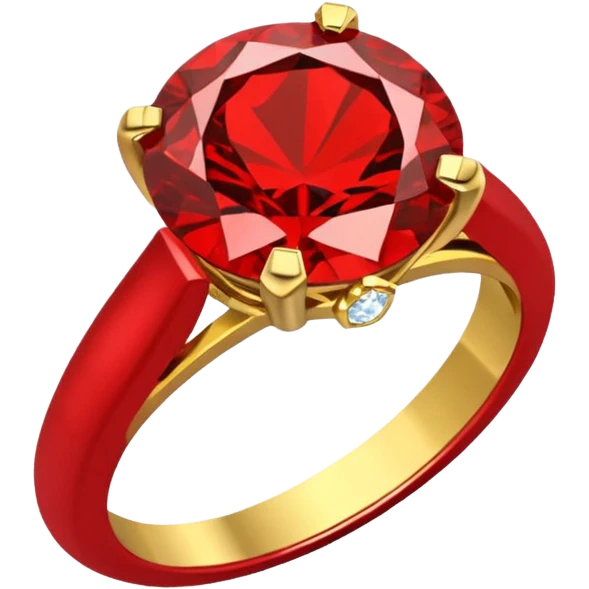 anillo de compromiso dorado con la gema roja emoji