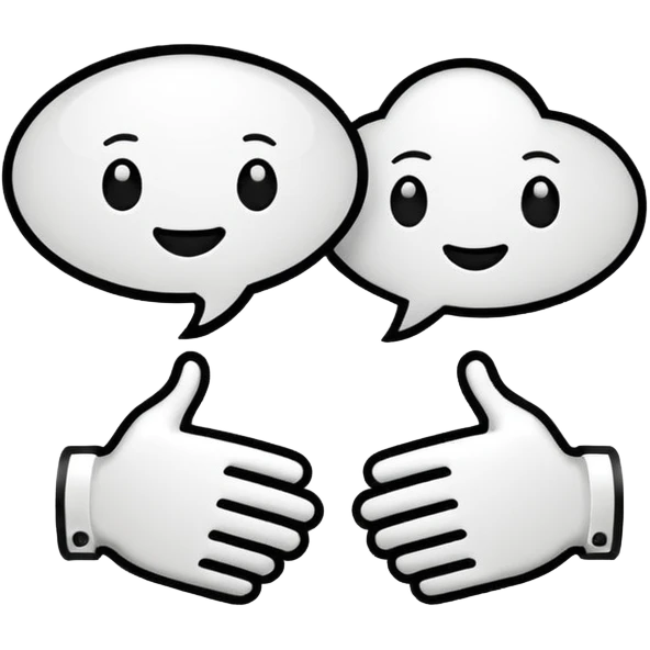 two speech bubbles shaking hands emoji
