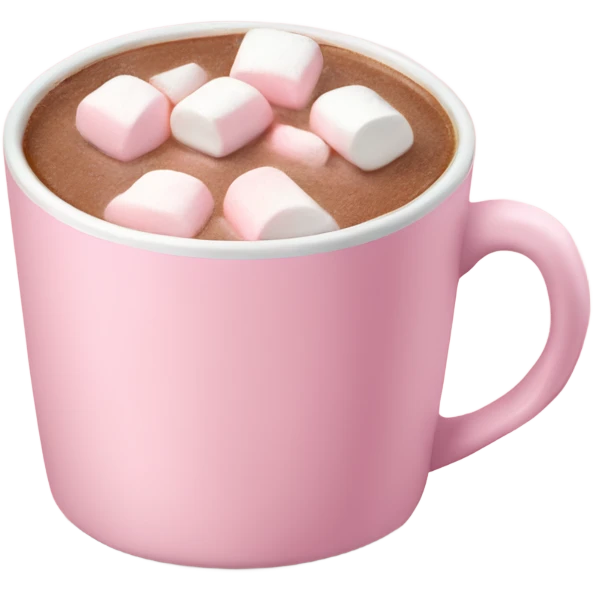 Light Pink mug of hot chocolate with marshmallows  emoji