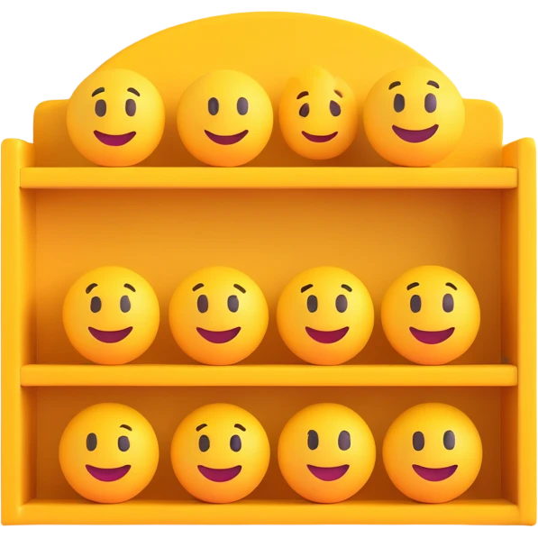 a 3D shelf with realistic shadows, modern 3D emoji style emoji