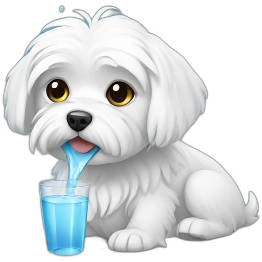Maltese dog drinking water emoji