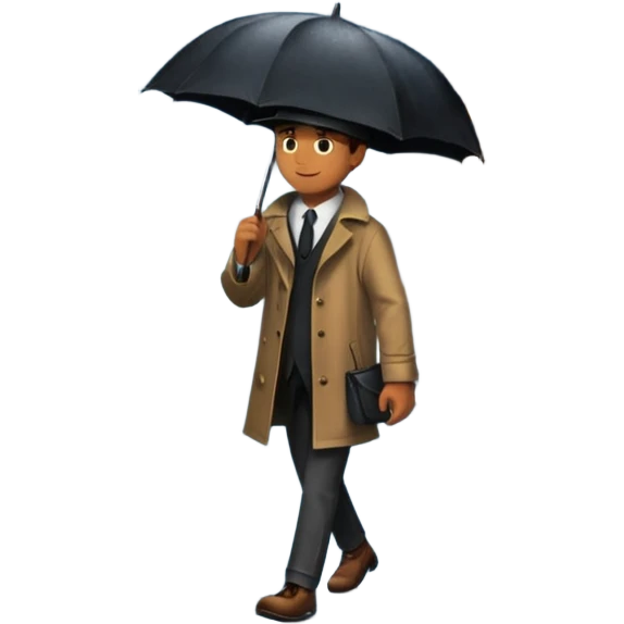Man with umbrella , streetlight reflection, Midnight Wanderer. emoji
