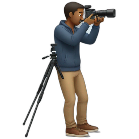 a man shooting his video in a small studio emoji