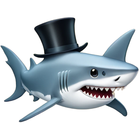 Shark with a top hat emoji