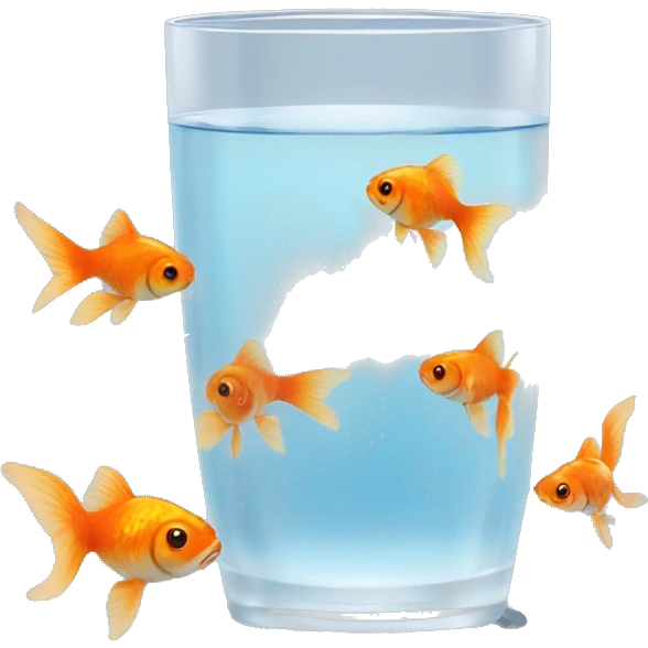 Glass of water with one goldfish emoji