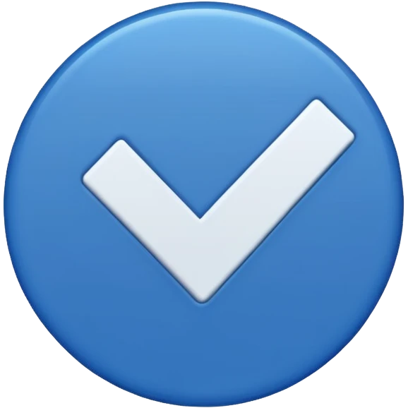 A blue circle with a white checkmark inside (dark blue checkmark) emoji