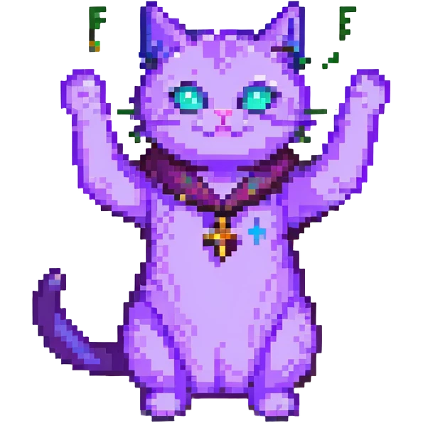 purple cat casting a spell emoji