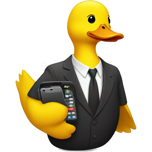 yellow duck holding a cellphone emoji