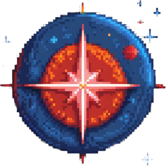 Deep blue morning star over planet with red sunrise emoji