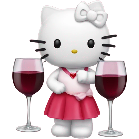 Hello Kitty drinking red wine emoji