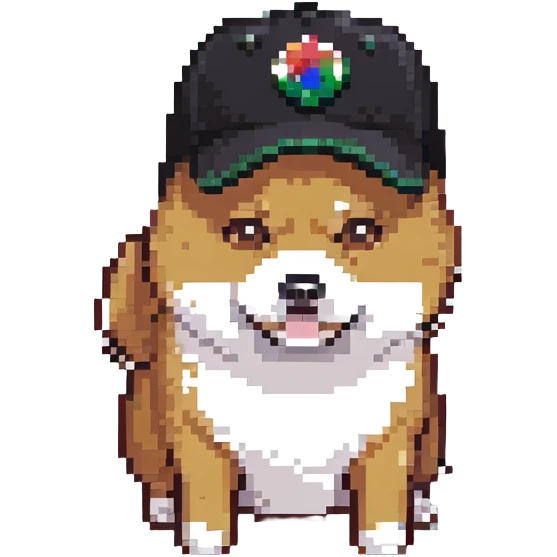 Shiba Inu in a black cap emoji