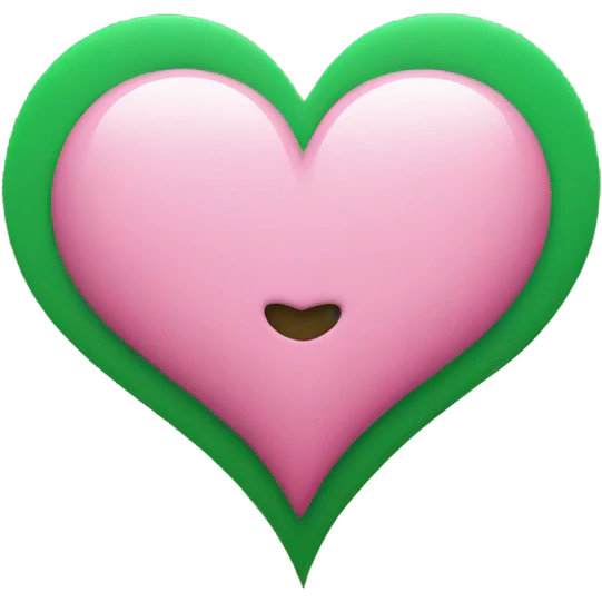 Pink and green heart emoji
