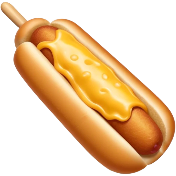 Korean corn dog with cheese stretching out emoji