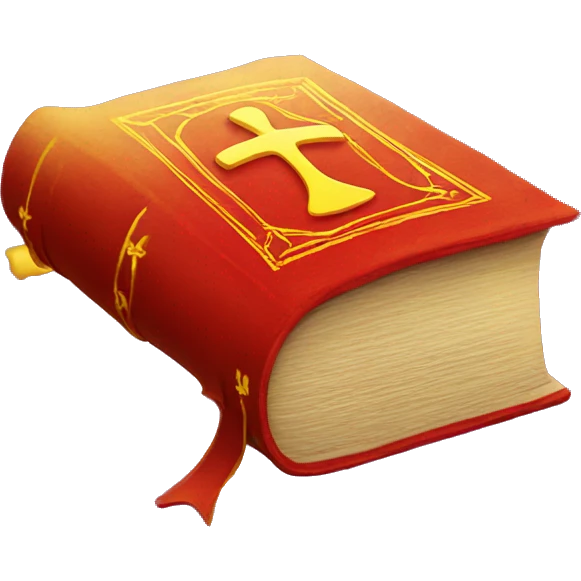 Red powerful Book with magic around yellow emoji