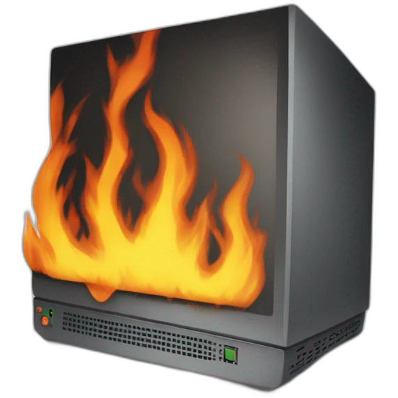 burning computer emoji