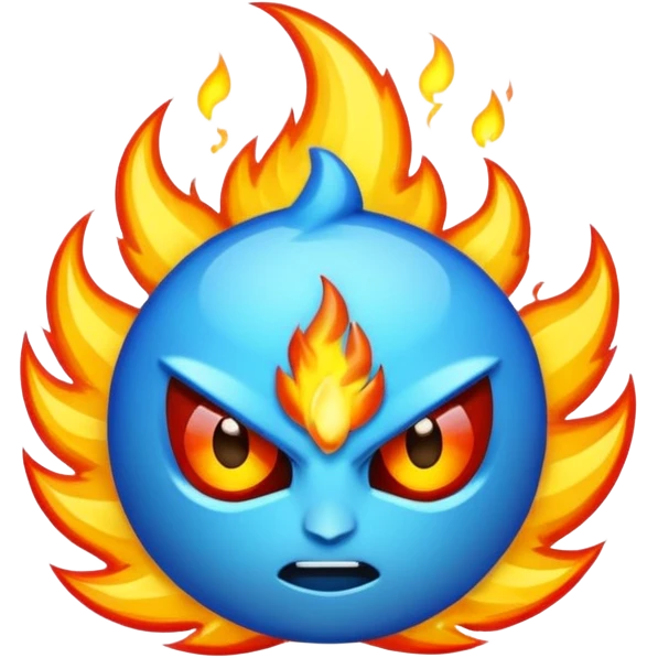 Rayos, centellas y fuego con expresiones de furia extrema azul emoji