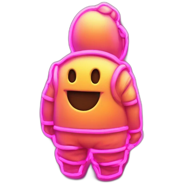 Juicy booty neon sign style man emoji