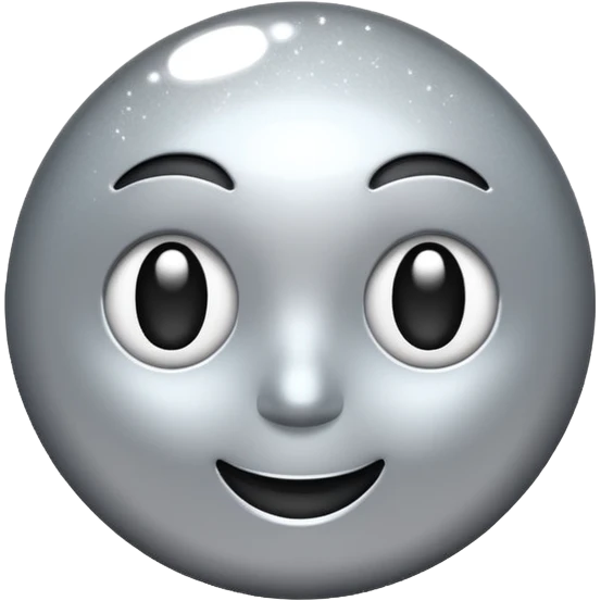 Silver chrome sparkle emoji, iOS emoji style, minimal shape, glossy metallic shine, clean background, smooth lighting emoji
