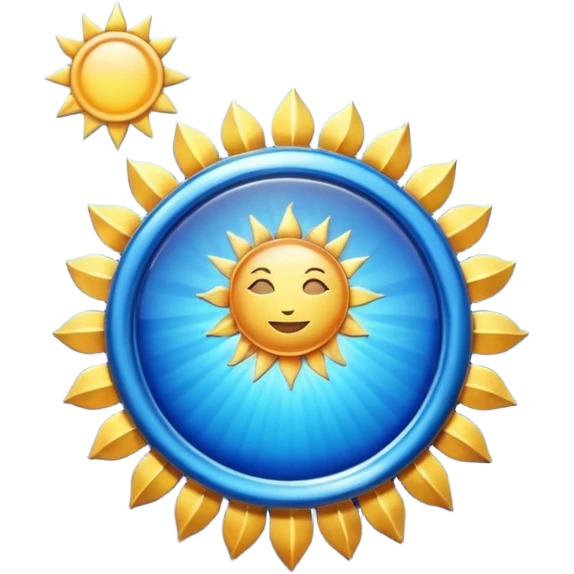 Verified badge with the body of a Sun ☀️ make the color blue and make sure they is no cartoon in it emoji