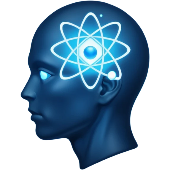 human head silhouette with atom symbol inside emoji