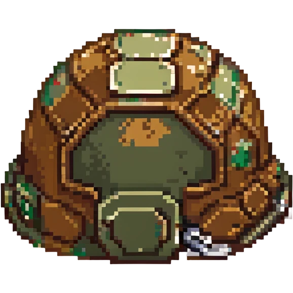 WW2 commander helmet, pixel art style, simple shading, green and brown emoji