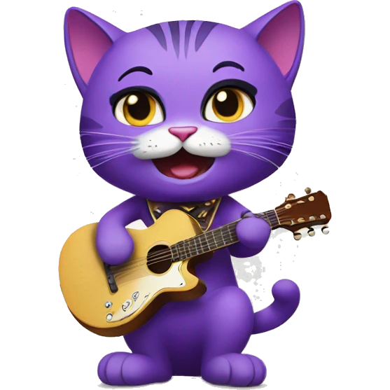 purple cat singing, cat in Elvis presley costume emoji