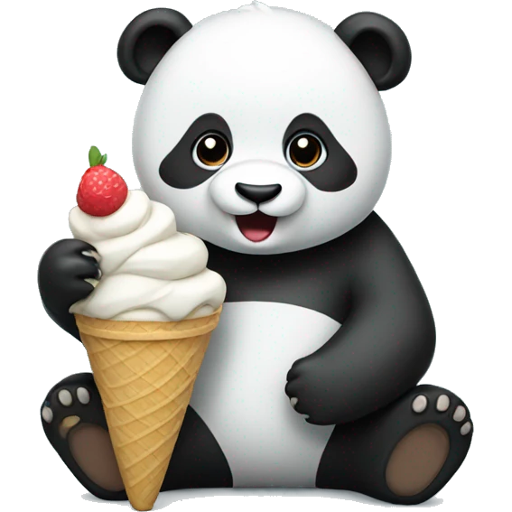 Panda eating ice cream emoji