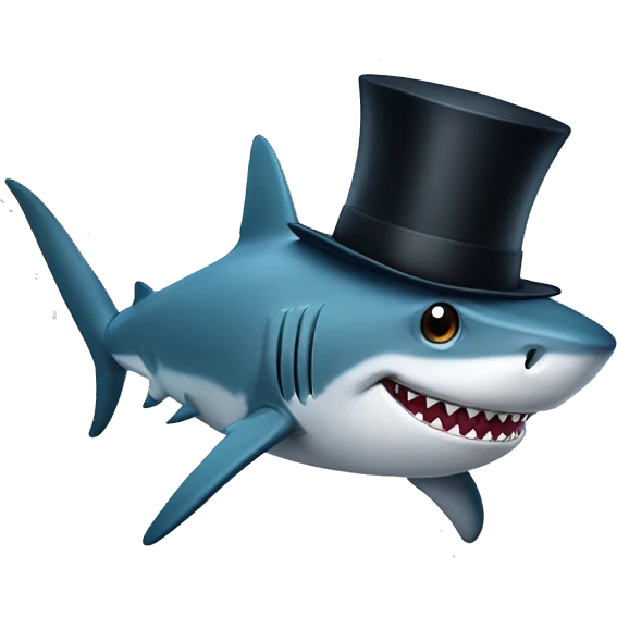 Shark with a top hat emoji