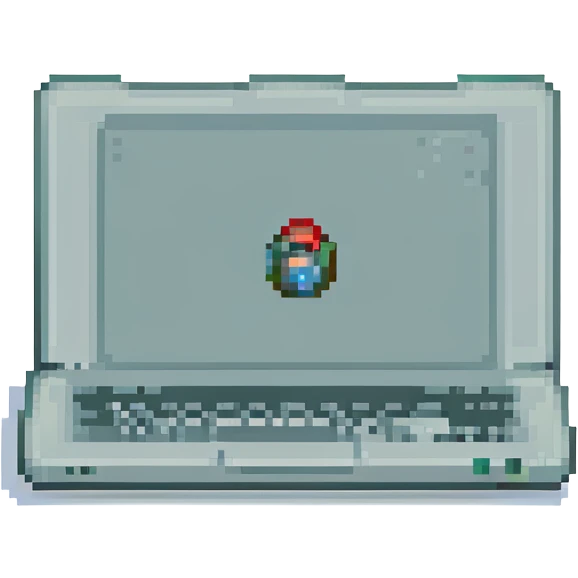 pixel art style laptop, closed, viewed from an angle, minimal details emoji