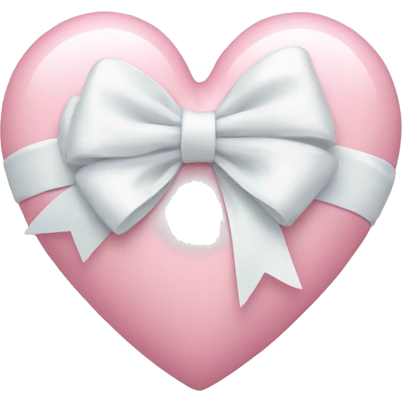 Pastel pink heart with white bow emoji