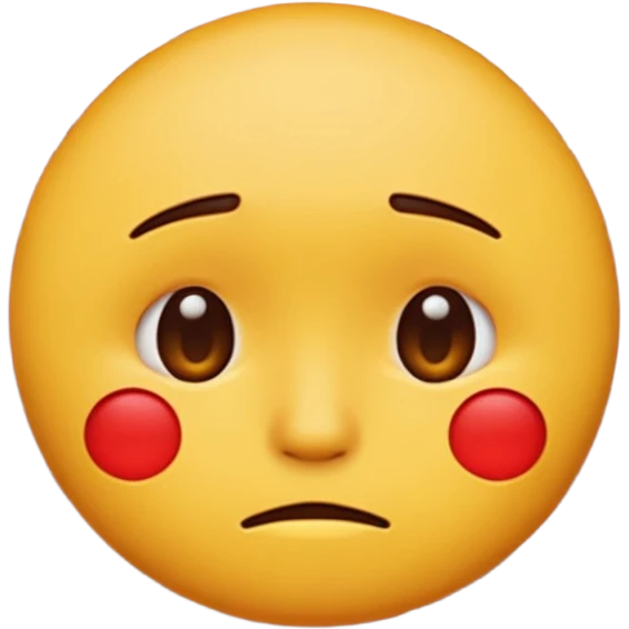 If you are familiar with the Melting Face Emoji, the round yellow face, with no define facial features, generate an emoji with that face but sad. Also, the face should be leaning against a red brick wall, with one cheek touching it, so this wall should be in perspective to understand the composition emoji