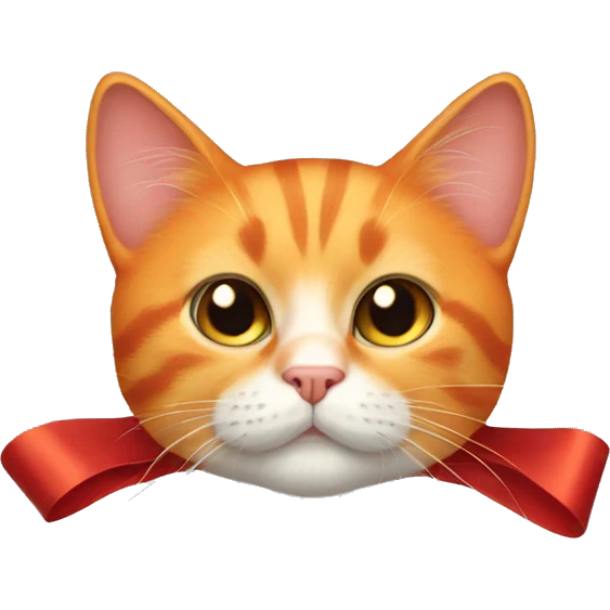 Orange cat with red bow emoji
