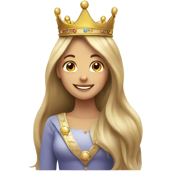 smiling girl with long hair with a crown emoji