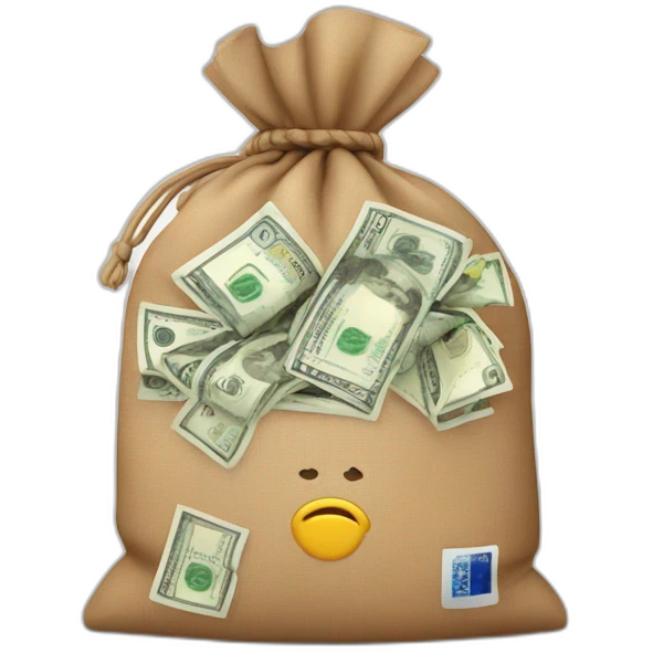 Over load bag with money euros emoji