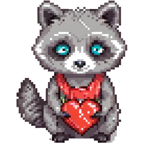 A yellow raccoon with heart-shaped eyes emoji