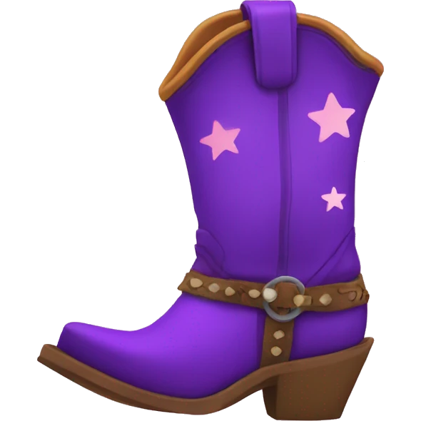 Putple cowboy boots with cute design emoji