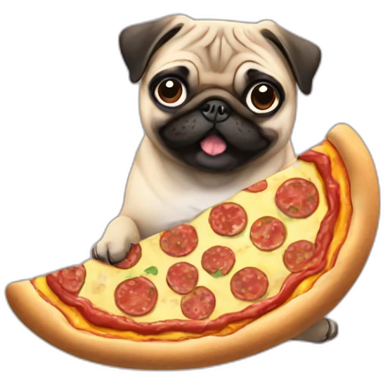Pug eating pizza emoji
