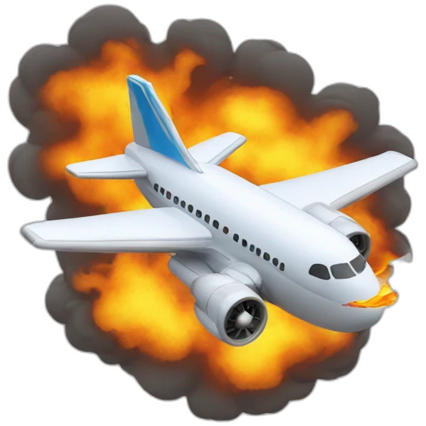 A plane whit an engine in fire emoji