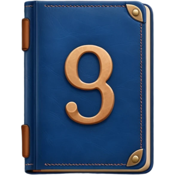 Dark blue book with a number "9" in the cover emoji