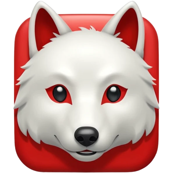 A bold white capital letter C with a small white wolf head icon above it, inside a red rounded square, emoji style, flat design, shiny light reflection, same style as 🅱️ emoji, transparent background. emoji