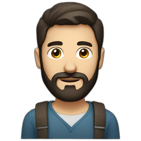 A stoned computer programmer with dark brown hair and beard emoji