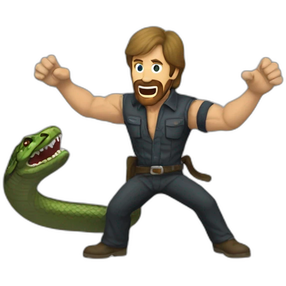 Chuck Norris kicking a snake emoji