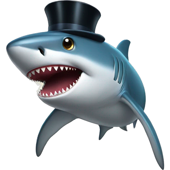 Shark with a top hat emoji