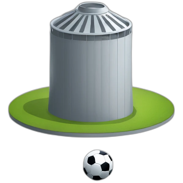 one-silo-tower-with-a-soccer-ball-either-side-in-front-of-tower emoji