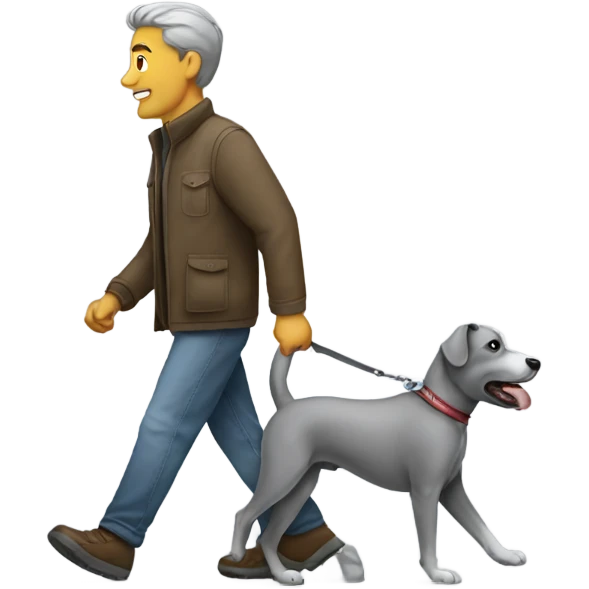 Man walking a grey dog emoji