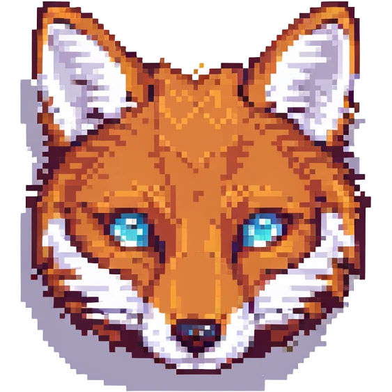 pixel art fox head with heart eyes, inspired by iPhone emoji style, 56x56px emoji