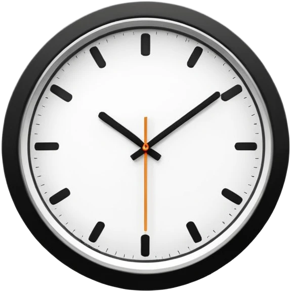 necesito un reloj, ilustrado minimalista, a blancoy negro, con linea delgada , como un icono, que marque las 10 am, sin logo de marca, un reloj de pared emoji